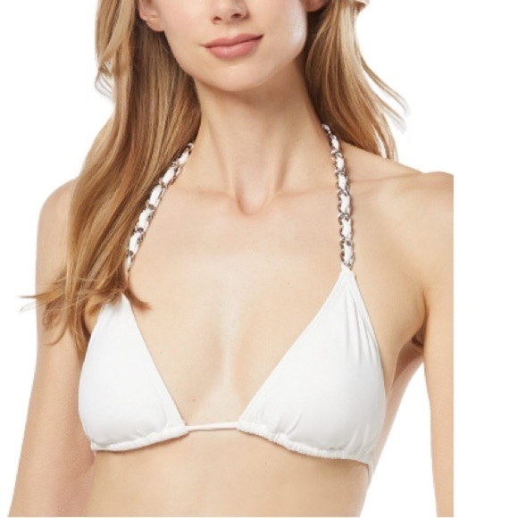 Michael Kors Women's Chain-Trim
String Triangle Bikini Top swimsuit SWhite - Picture 4 of 8